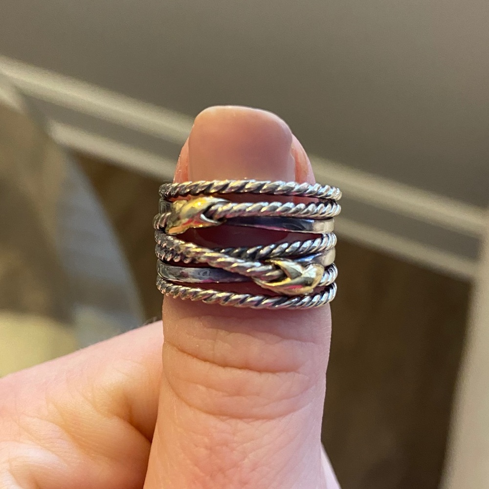 David Yurman Double X Crossover Ring w/ 18K Gold